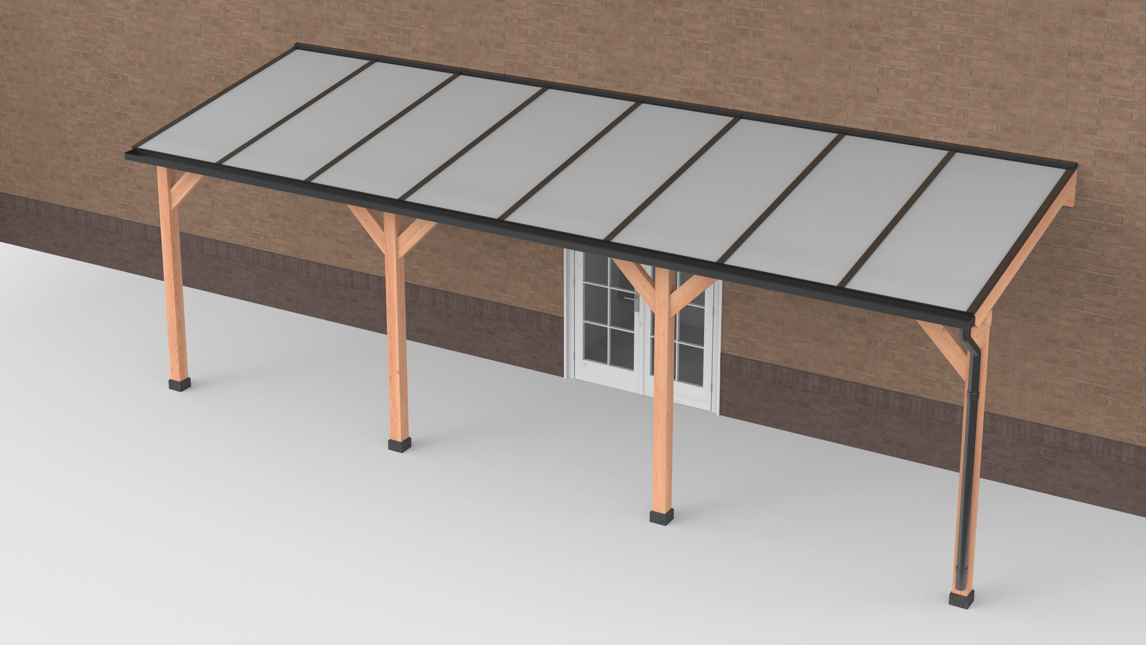 Douglas Terrasoverkapping Zwart Polycarbonaat Opaal Geschaafd 800 x 250 cm - Afbeelding 1